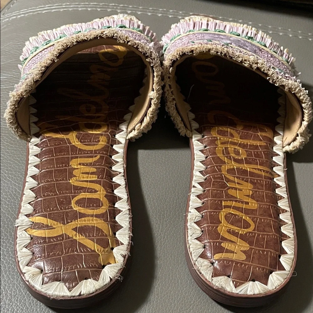 Sam Edelman Georgia Women's Lilac Raffia Slide Sandals - Picture 7 of 10